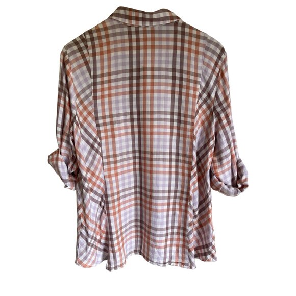 Cabi Legacy Shirt Size Large Gingham White Pink Button Up Rayon Collared Shirt # - Picture 4 of 8